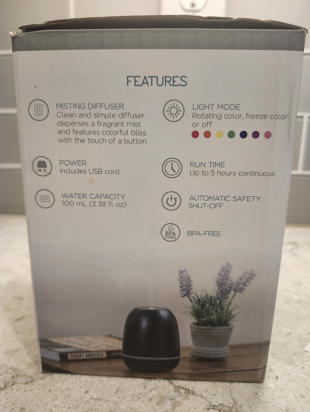 SpaRoom Mini Majesto USB LED Light Essential Oil Diffuser 100ml NWB - Picture 3 of 9